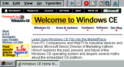Good example: Pocket Internet Explorer home page
