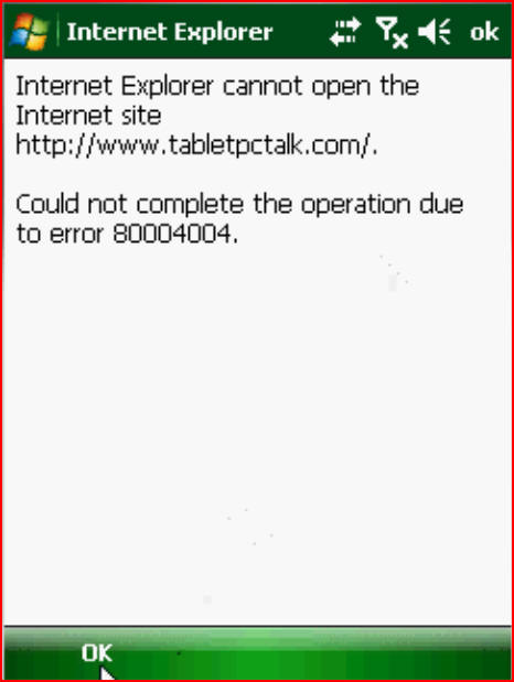 Internet Explorer Mobile 6 Error